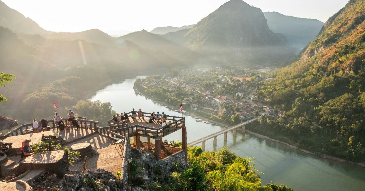 Laos -- Mekong River and lush tropical landscape