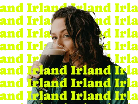 Irland Person mit einem Guiness