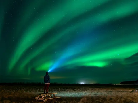 Nordlichter in der Nähe von Sejlandsfoss in Island